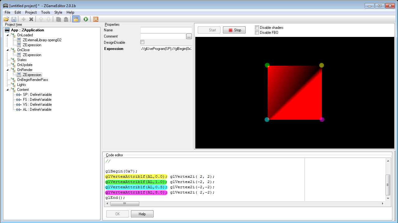 Attribute is passed to Fragment Shader and used as red channel.