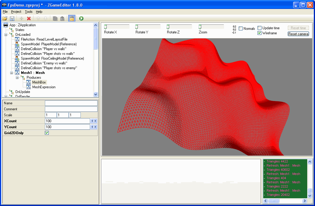 2d grid mesh + simple mesh expression to modify z-coordinate with noise.